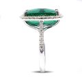Natural Green Tourmaline 6.93 carats set in 14K White Gold Ring with Diamonds 