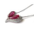 Natural Rubellites 6.93 carats set in 14K White Gold Pendant with 1.39 carats Diamonds