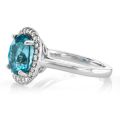 Natural Blue Zircon 7.22 carats set in 14K White Gold Ring with 0.22 carats Diamonds 