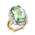 Natural Namibian Tourmaline 7.38 carats set in 14K White and Yellow Gold Ring with 0.55 carats Diamonds