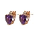 Natural Amethyst 7.65 carats set in 14K Rose Gold Earrings with 0.20 carats Diamonds 
