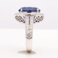 Natural Blue Sapphire 7.67 carats set in 18K White Gold Ring with Diamonds