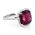 Natural Red Tourmaline 7.78 carats set in 14K White Gold Ring with 0.31 carats Diamond 