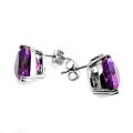 Natural Amethyst 7.98 carats set in 14K White Gold Earrings with 0.20 carats Diamonds 
