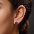 Natural Amethyst 7.98 carats set in 14K White Gold Earrings with 0.20 carats Diamonds 