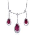 Natural Rubellites 9.37 carats set in 14K White Gold Pendant with 2.96 carats Diamonds