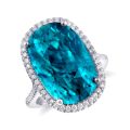 Natural Blue Zircon 25.86 carats set in 14K White Gold Ring with 0.41 carats Diamonds 