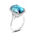 Natural Blue Zircon 20.22 carats set in 14K White Gold Ring with 0.38 carats Diamonds 