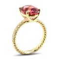 Natural Pink Tourmaline 4.96 carats set in 18K Yellow Gold Ring with 0.22 carats Diamonds 