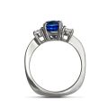 Three stone Blue Sapphire Ring 3.08 cts 14K White Gold Classic / Wedding / Stylish