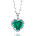 Natural Colombian Emerald 1.82 carats set in 18K White Gold Pendant with 0.17 carats Diamonds / GIA Report