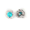 Natural Zircons 8.21 carats set in 14K White Gold Earrings with 0.48 carats Diamonds