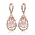 Natural Morganites 2.89 carats set in 14K Rose Gold Earrings with 0.35 carats Diamonds 