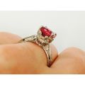 Natural Unheated Padparadscha Sapphire 2.12 carats set in Platinum Ring with Diamonds   