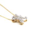 Initial "H" Pendant with Diamonds 0.15 carats, 14K White and Yellow Gold, 18" Chain