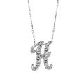 Initial "H" Pendant with Diamonds 0.15 carats, 14K White Gold, 18" Chain