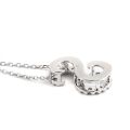 Initial "S" Pendant with Diamonds 0.14 carats, 14K White Gold, 18" Chain