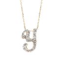 Initial "Y" Pendant with Diamonds 0.13 carats, 14K White and Yellow Gold, 18" Chain