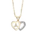 Heart Pendant with Diamonds 0.05 carats, 14K White and Yellow Gold, 18" Chain