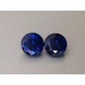 Natural Heated Blue Sapphire Pair deep blue color round shape 2.17 carats
