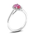 Natural Pink Sapphire 0.86 carats set in 14K White Gold Ring with 0.28 carats Diamonds