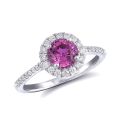 Natural Pink Sapphire 1.35 carats set in 14K White Gold Ring with 0.29 carats Diamonds