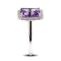 Natural Amethyst 2.69 carats set in 14K White Gold Ring with 0.22 carats Diamonds