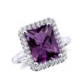 Natural Amethyst 3.30 carats set in 14K White Gold Ring with 0.24 carats Diamonds