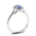 Natural Blue Sapphire 1.17 carats set in 14K White Gold Ring with 0.25 carats Diamonds 