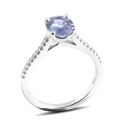 Natural Blue Sapphire 1.51 carats set in 14K White Gold Ring with 0.12 carats Diamonds 