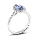 Natural Blue Sapphire 1.22 carats set in 14K White Gold Ring with 0.27 carats Diamonds 