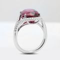 Natural Rhodolite Garnet 10.55 carats set in 14K White Gold Ring with 0.30 carats Diamonds 