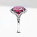 Natural Rhodolite Garnet 10.55 carats set in 14K White Gold Ring with 0.30 carats Diamonds 