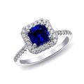 Natural Blue Sapphire 1.12 carats set in 14K White Gold Ring with Diamonds 