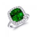 Natural Chrome Tourmaline 5.82 carats set in 14K White Gold Ring with 0.65 carats Diamonds 