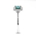 Natural Green Tourmaline 0.69 carats set in 14K White Gold Ring with 0.20 carats Diamonds 