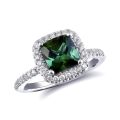Natural Green Tourmaline 2.11 carats set in 14K White Gold Ring with 0.34 carats Diamonds 