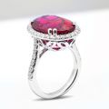 Natural Rubellite 13.45 carats set in 14K White Gold Ring with 0.85 carats Diamonds 