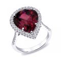Natural Rhodolite Garnet 10.64 carats set in 14K White Gold Ring with 0.49 carats Diamonds 