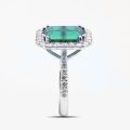 Natural Green Tourmaline 3.89 carats set in 14K White Gold Ring with 0.65 carats Diamonds 