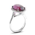 Natural Garnet 11.90 carats set in 14K White Gold Ring with 0.33 carats Diamonds 