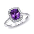 Natural Purple Sapphire 1.84 carats set in 14K White Gold Ring with Diamonds 