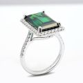 Natural Green Tourmaline 6.51 carats set in 14K White Gold Ring with 0.49 carats Diamonds 