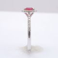 Natural Pink Spinel 0.88 carats set in 14K White Gold with 0.27 carats Diamonds