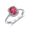 Natural Pink Spinel 1.21 carats set in 14K White Gold Ring with 0.36 carats Diamonds
