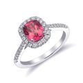 Natural Pink Spinel 1.20 carats set in 14K White Gold Ring with 0.29 carats Diamonds