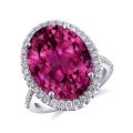 Natural Rubellite 10.71 carats set in 14K White Gold Ring with 0.54 carats Diamonds 