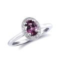 Natural Rhodolite Garnet 0.99 carats set in 14K White Gold Ring with 0.07 carats Diamonds 
