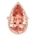 Natural Morganite 16.00 carats set in 14K Rose Gold Ring with 0.61 carats Diamonds 