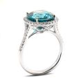 Natural Blue Zircon 10.31 carats set in 14K White Gold Ring with 0.38 carats Diamonds 